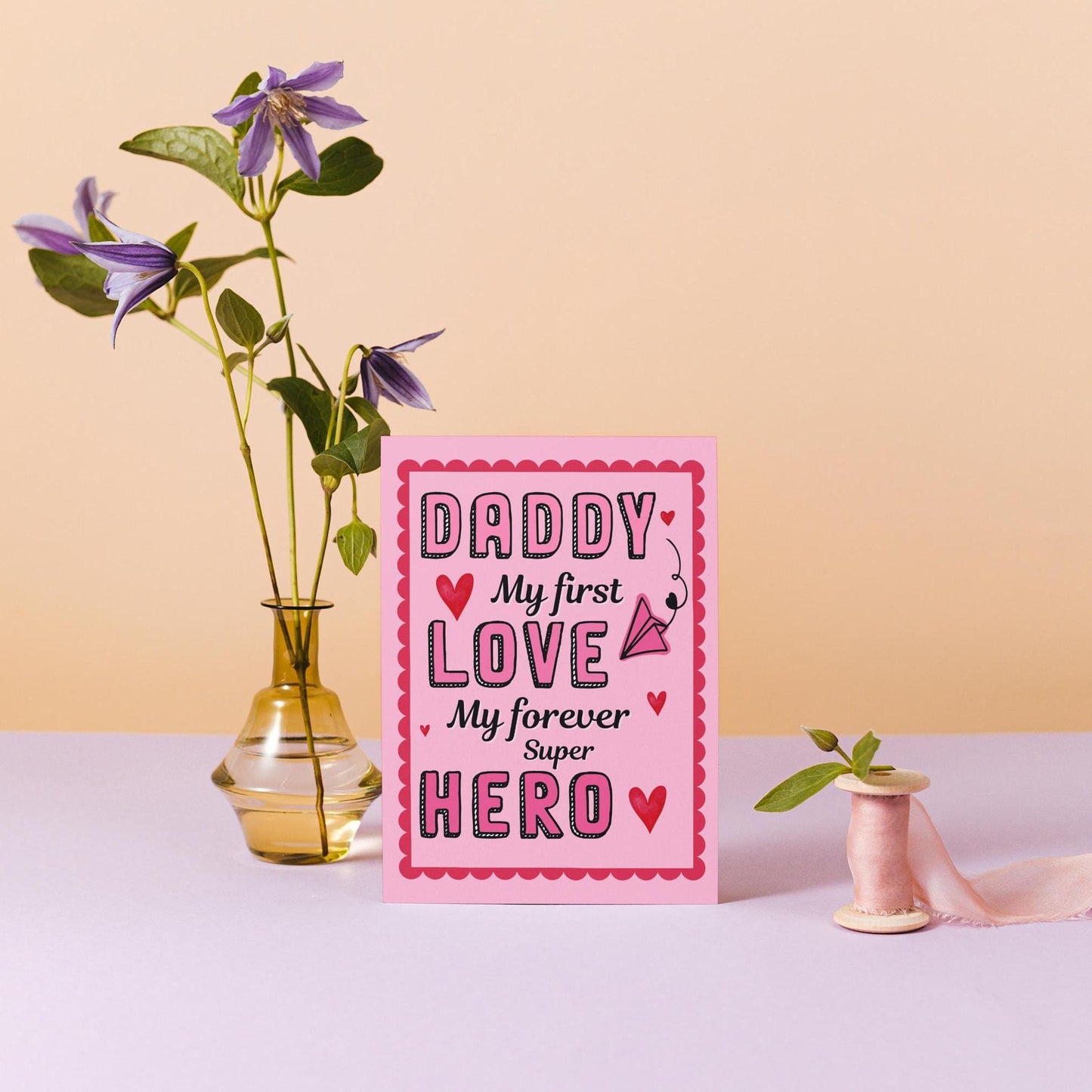 Cute Father's Day Card to Daddy from Kids - First Love Forever Superhero Design - father's day