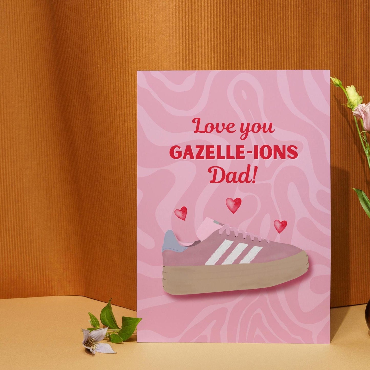 Fun Pun Gazelle Trainers - "Love You Gazelle-ions, Dad!" - Father's Day Card for Him - Perfect card for Dad
