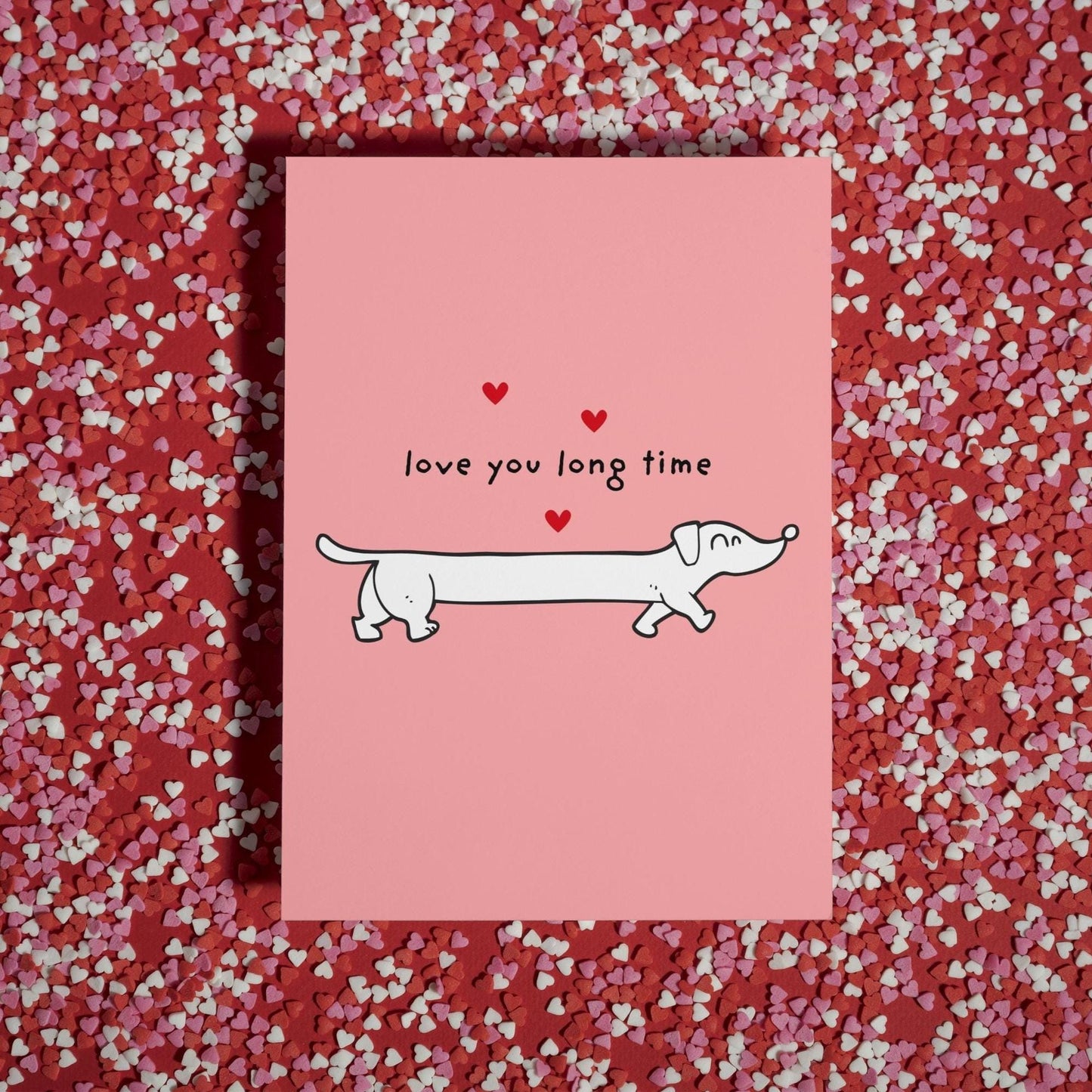 Cute Anniversary Sausage Dog Dachshund Illustration - "Love You Long Time" Design for Your Other Half