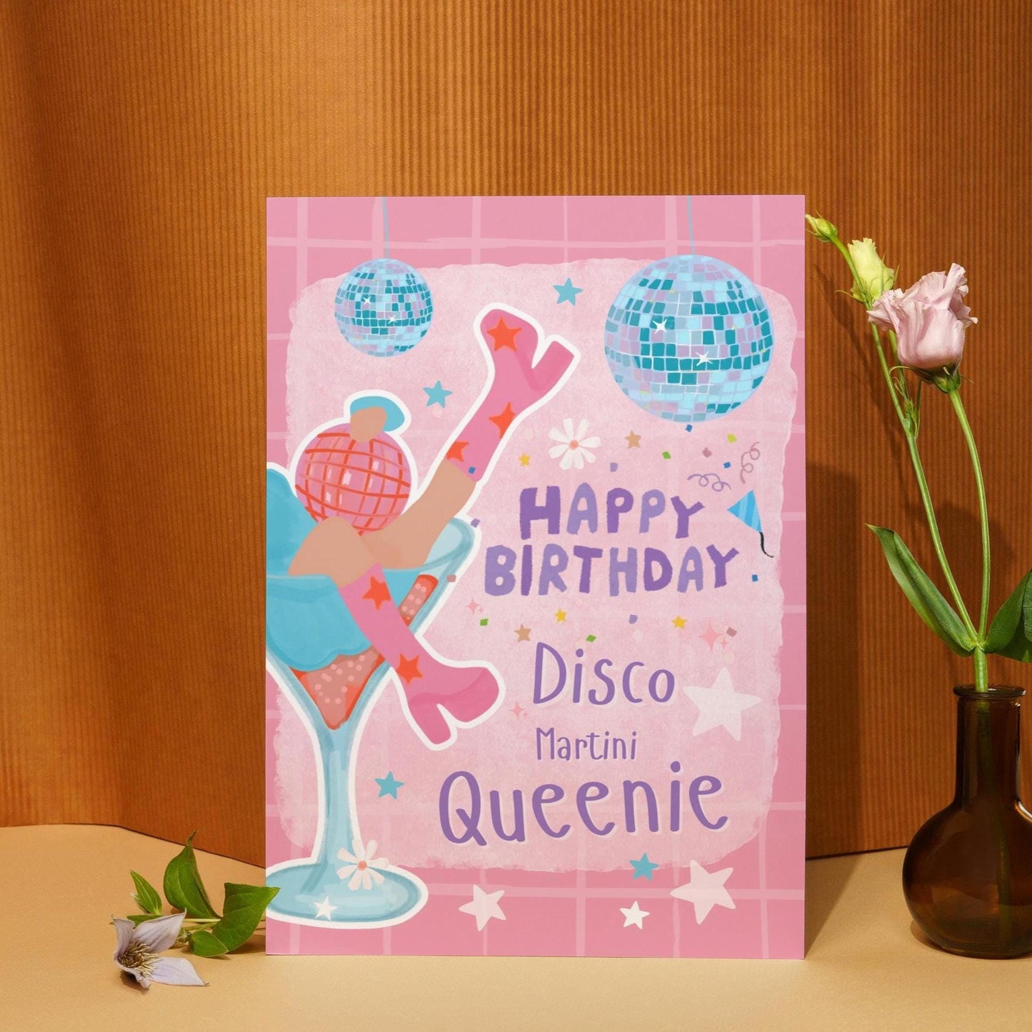 Birthday Disco Martini Queenie - Fun Illustrative Birthday Card | Party & Celebration Card