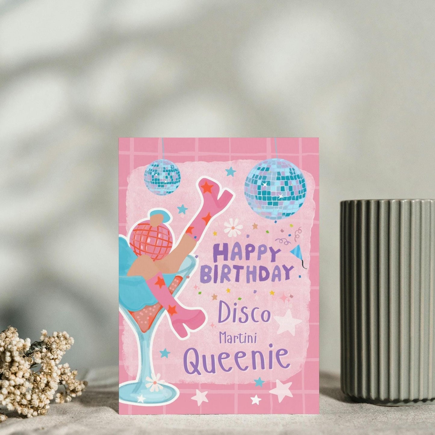 Birthday Disco Martini Queenie - Fun Illustrative Birthday Card | Party & Celebration Card