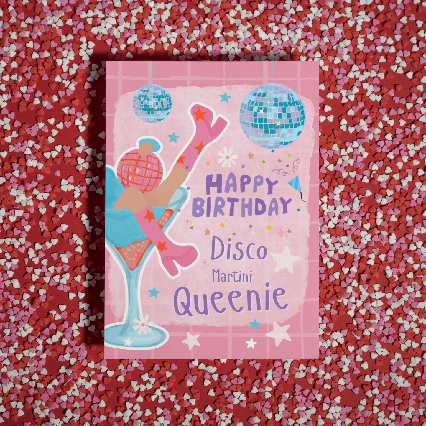 Birthday Disco Martini Queenie - Fun Illustrative Birthday Card | Party & Celebration Card