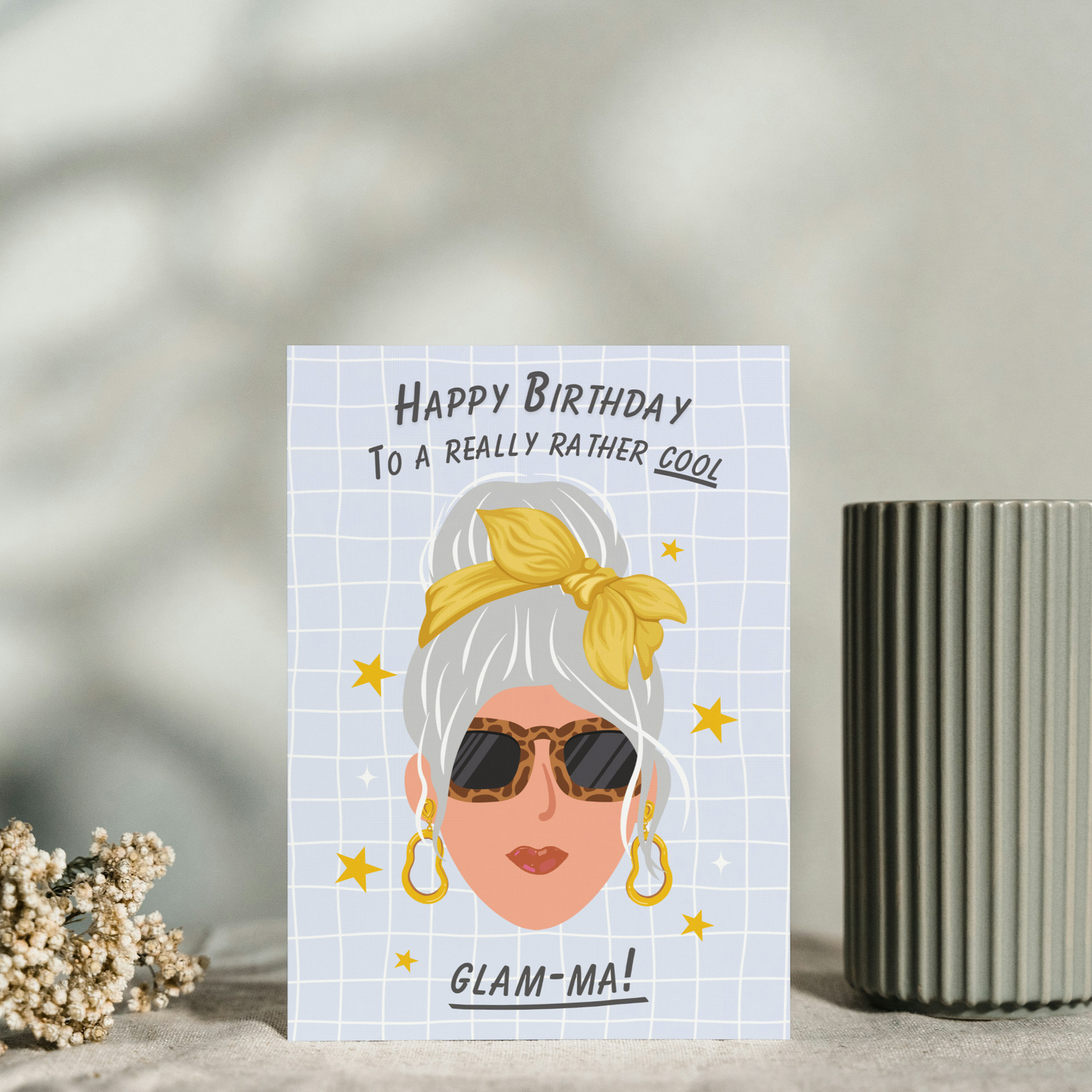 Happy Birthday to a Cool Glam-Ma Greeting Card – Trendy Nan Card – Stylish Grandma Birthday Card – Modern Card