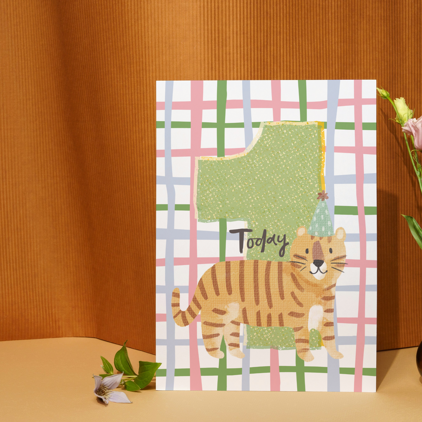 Cute First Birthday Children's Card – Woodland Tiger Watercolour Design