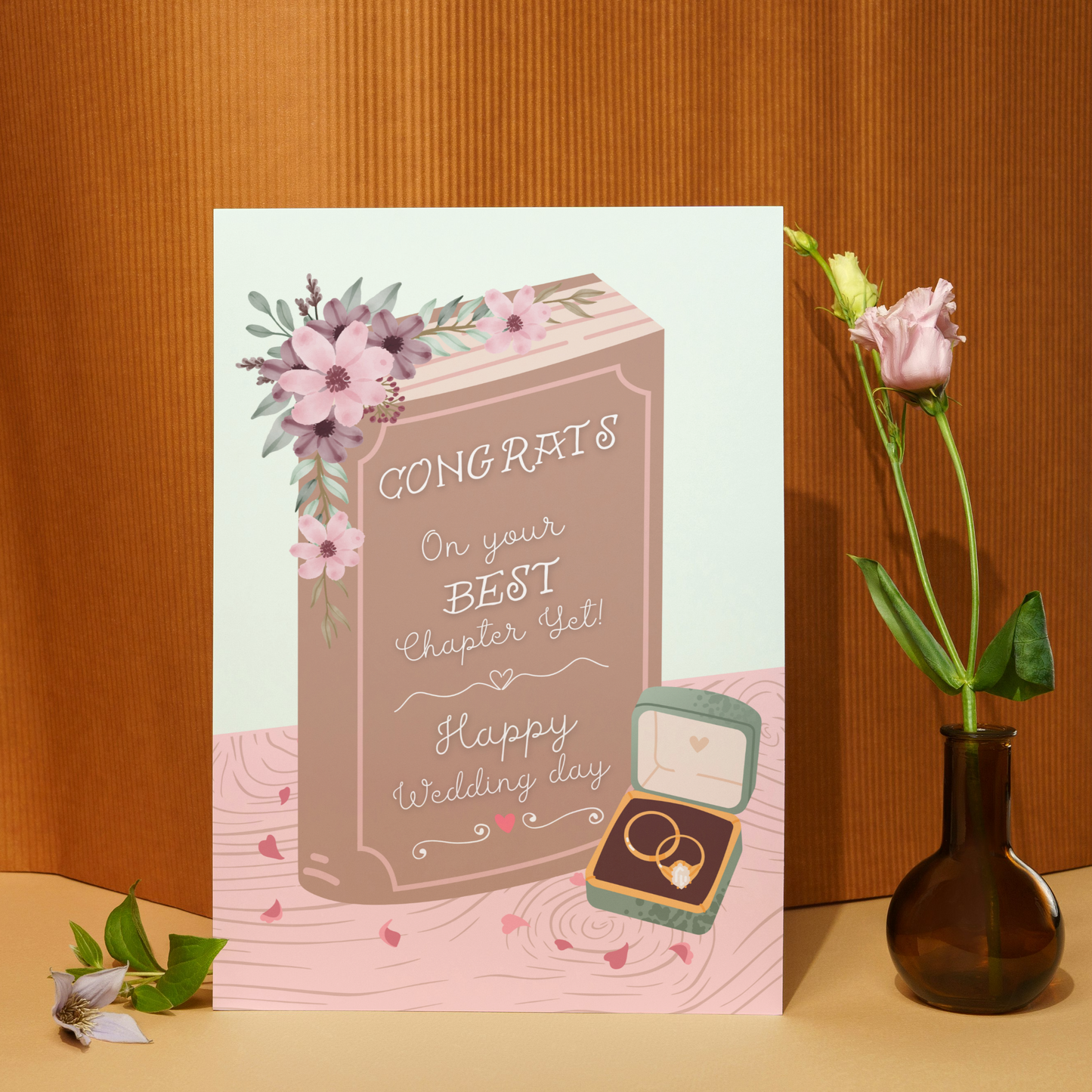 Wedding Greeting Card - Congratulations Wedding - Book Illustration - Best Chapter Yet Card