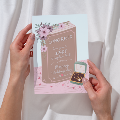 Wedding Greeting Card - Congratulations Wedding - Book Illustration - Best Chapter Yet Card