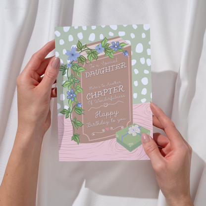 Sentimental Daughter Birthday Card - Cute Book Illustration - "Here's to Another Chapter" - Daughter Gift - Daughter Birthday Card - Daughter Love Card