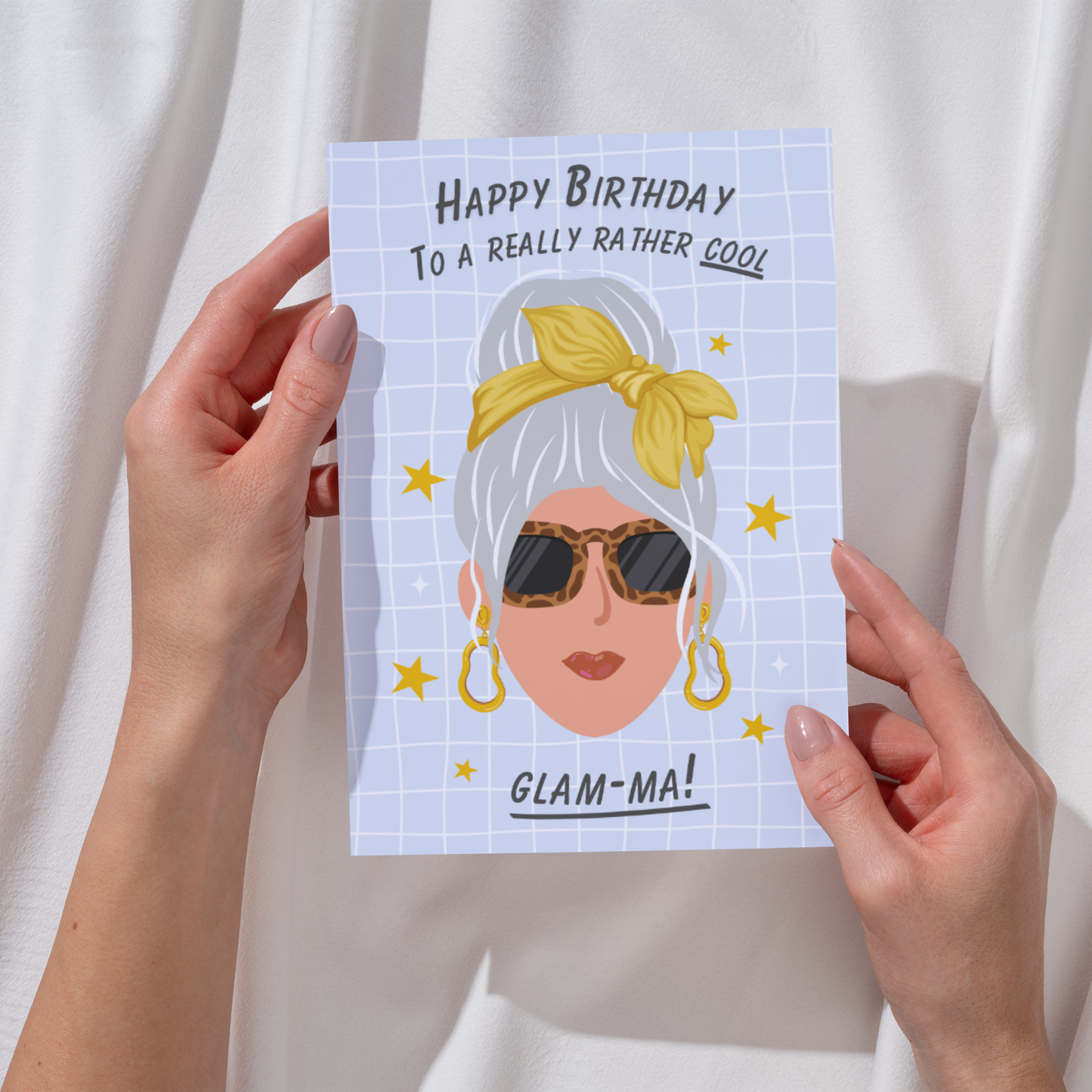 Happy Birthday to a Cool Glam-Ma Greeting Card – Trendy Nan Card – Stylish Grandma Birthday Card – Modern  Card