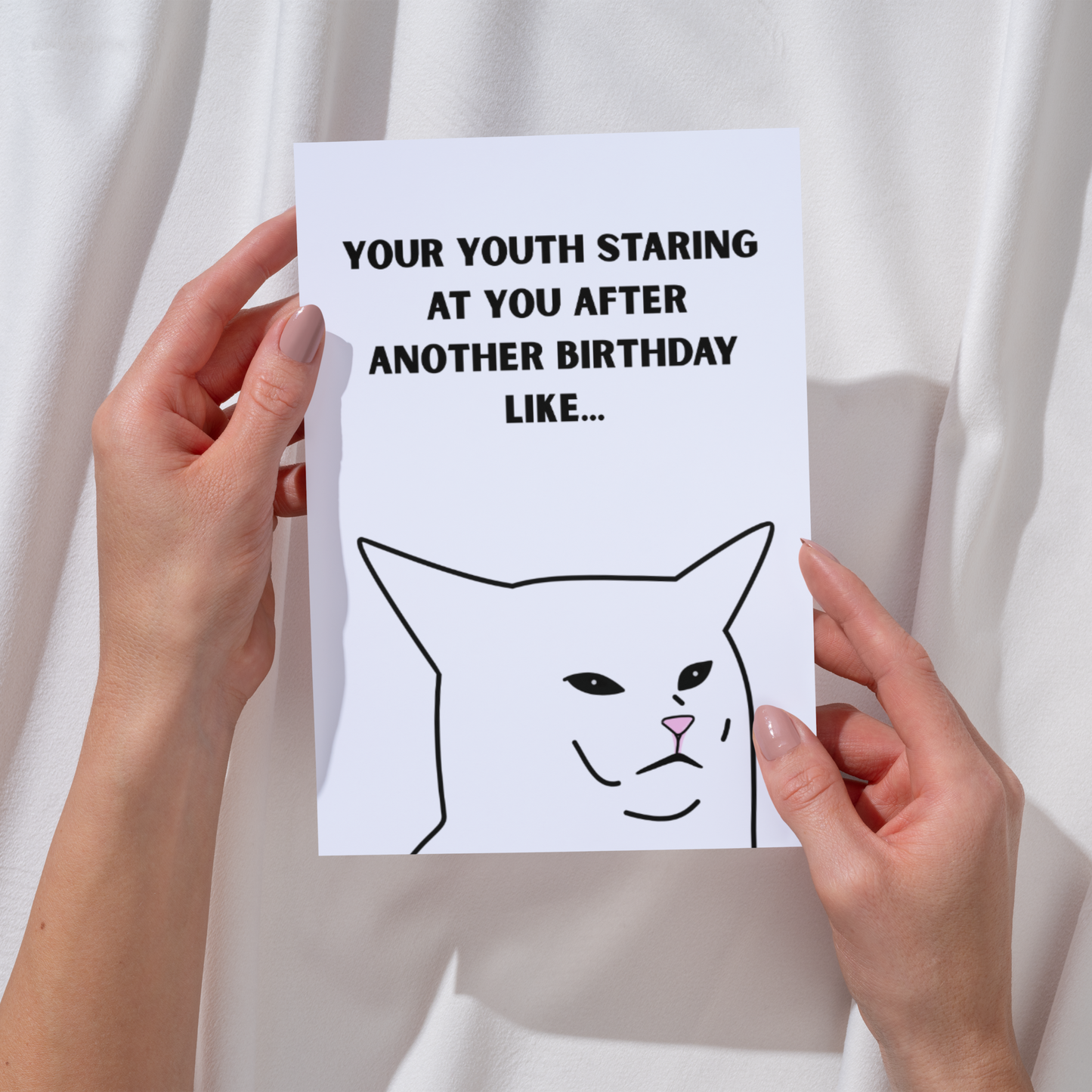 Hilarious Viral Cat Meme - Staring Cat Birthday Card for Him & Her | Funny Cat Card | Humorous Greeting Card | Unique Birthday Gift