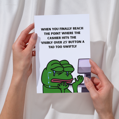 Hilarious Viral Pepe the Frog Meme – Funny Birthday Greeting Card for Over 25's – Unique Humour Card for Men & Women