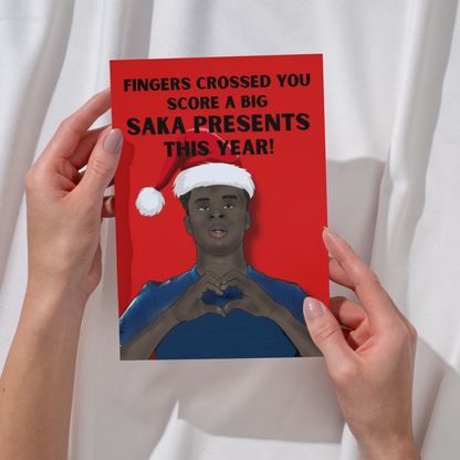 Bukayo Saka Christmas Card - Saka Presents - Arsenal Fan Football Christmas Card