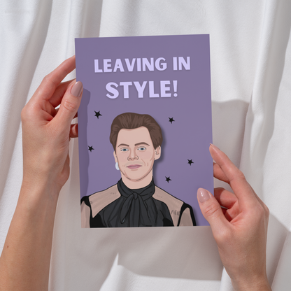 Funny Leaving in Style Harry Styles Leaving Card – Humorous Colleague Farewell Card – Perfect for Work Colleagues & Friends
