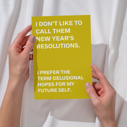 Funny New Year Resolutions Card: Humorous Typographic Greeting