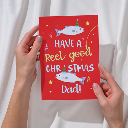 Fishing Christmas Card for Dad – 'Reel Good Christmas' Pun