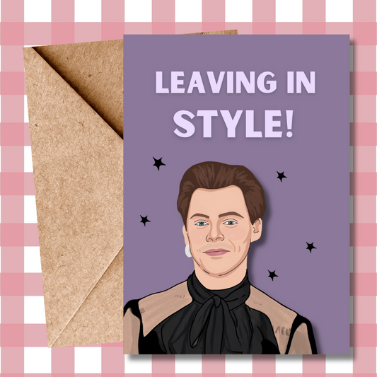 Funny Leaving in Style Harry Styles Leaving Card – Humorous Colleague Farewell Card – Perfect for Work Colleagues & Friends