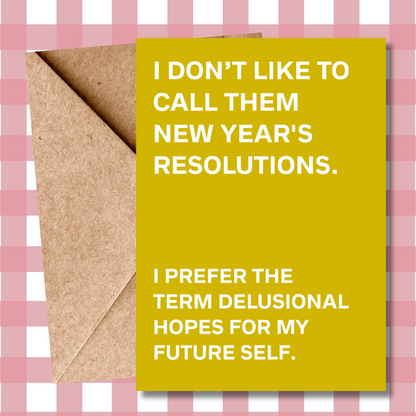 Funny New Year Resolutions Card: Humorous Typographic Greeting