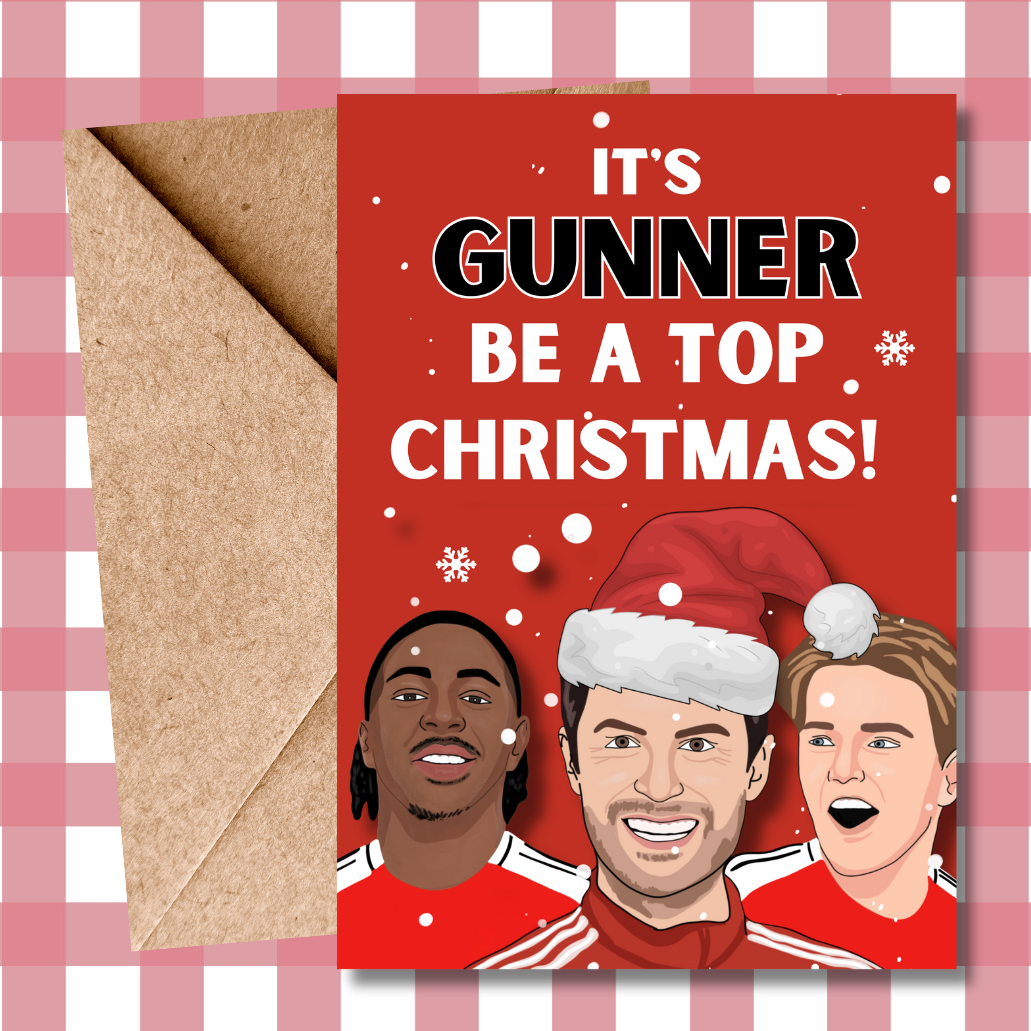 Arsenal Christmas Card: 'Gunner' Football Pun Greeting