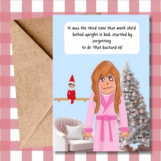 Funny Christmas Card - Naughty Elf on the Shelf - Relatable humour for him or her