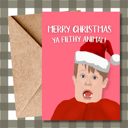 Funny Home Alone Christmas Card | Merry Christmas Ya Filthy Animal