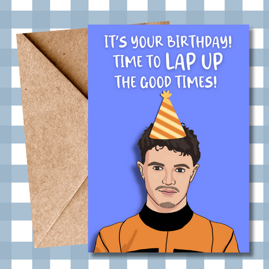 Lando Norris Birthday Card – Funny F1 Racing Pun for Motorsport Fans