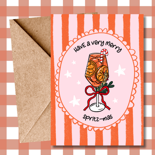 Aperol Spritz Christmas Card | Pun Cocktail Illustration