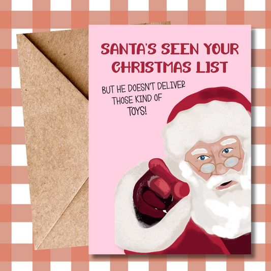 Rude Santa Funny Christmas Card – Santa List Greeting Card for Friends & Family – Hilarious Card – Naughty Christmas Card for Loved Ones
