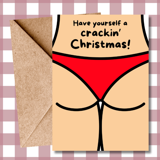 Funny Christmas Bum Card - Crackin' Christmas Pun