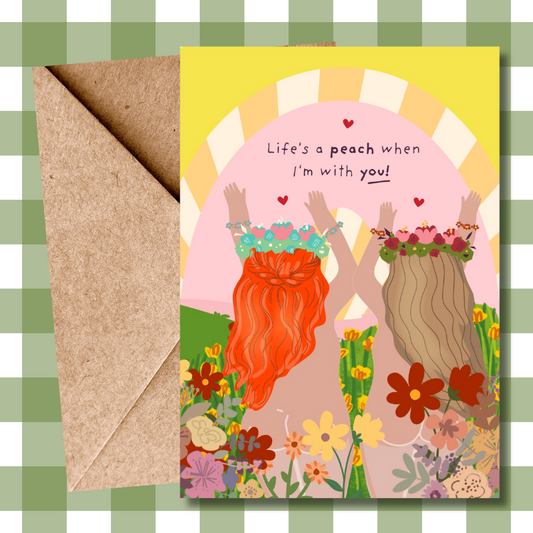 Playful Floral LGBTQ Illustration Card – Cute – Ideal Valentine's & Anniversary Gift for Her – Eco-Friendly Nature Contemporary Design