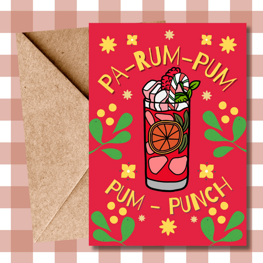 Festive Rum Lover Card - Colourful Christmas Greeting Card