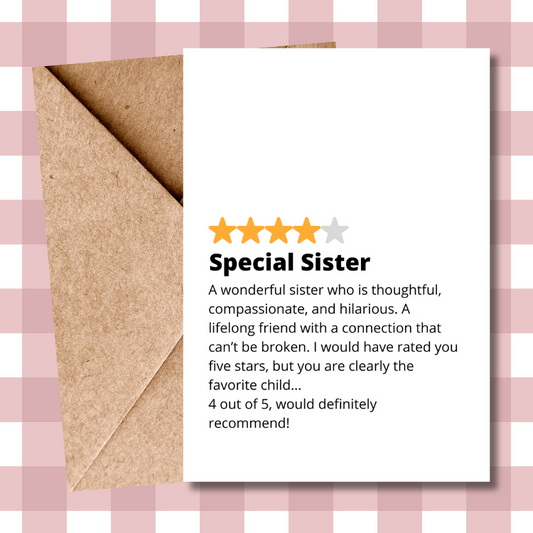 Funny Sister Birthday Card, Top Rated Favourite Child Design -  Birthday Card for sister, Funny gift for sister
