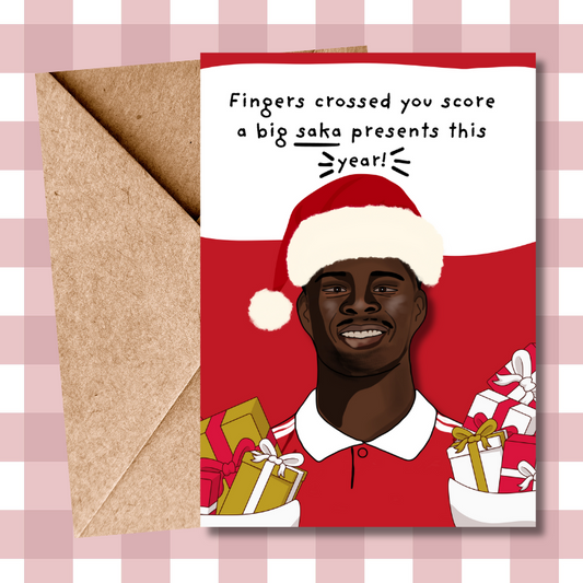 Bakayo Saka Arsenal Football Presents themed Christmas Card For Gunners Arsenal Reds Fans For son For daughter For him For her For friends