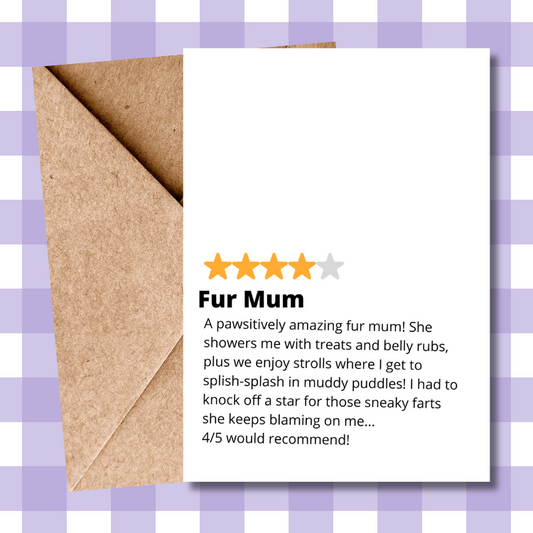 Funny Dog Mum Mother's Day Card | From Dog to Fur Mum | Pet Mother Greeting Card | Humorous Card for Dog Lovers