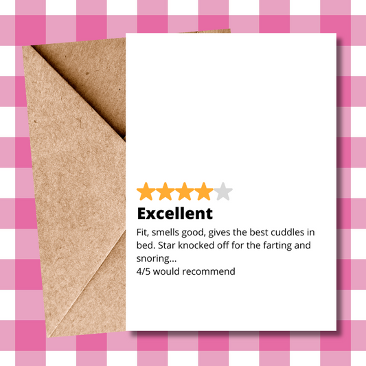Funny Valentines Day Card - 4 Star Review - Excellent, Would Recommend - Funny Valentines gift for him, for her, for them