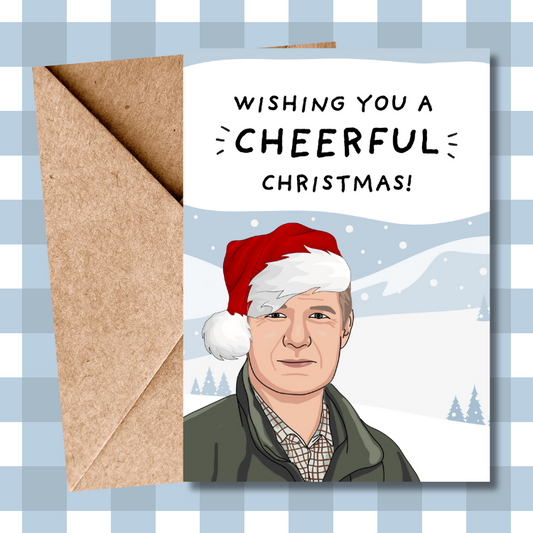 Wishing you a Cheerful Christmas, Cheerful Charlie Christmas Card - Diddly Squat Farm