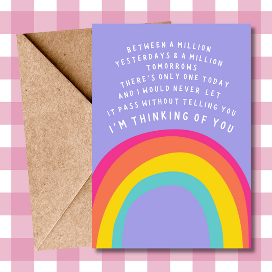 Heartfelt Rainbow Words of Comfort Sympathy Card - Death Anniversary Card - Uplifting Remembrance Greeting