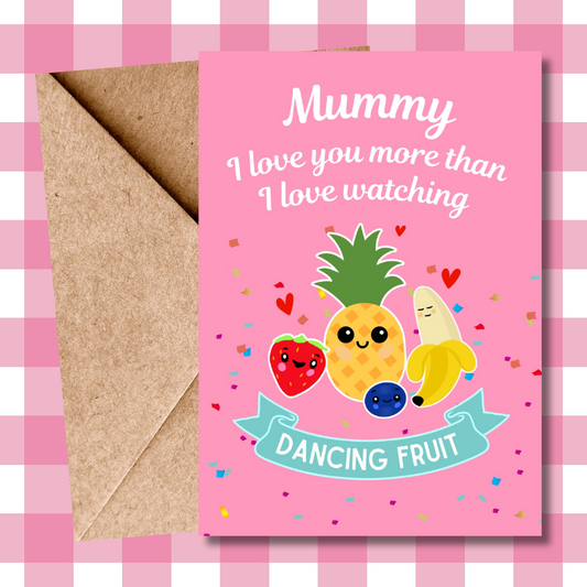 Adorable Mother's Day Card - Viral Dancing Fruit Baby Sensory Design | Funny card for first mum