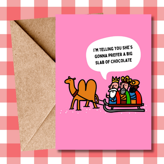 Funny Cartoon Illustration Three Wise Men Three Kings Nativity Play themed Christmas Card for him for her for them for friends for humour
