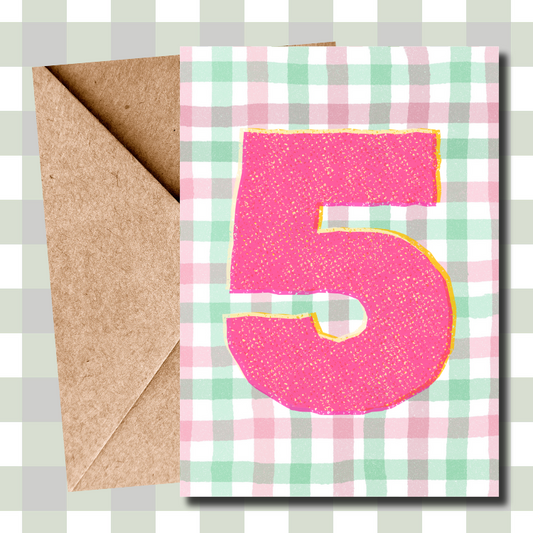 Colorful Kids Number Birthday Card - 5th Birthday Card for Kids | Handmade & Vibrant