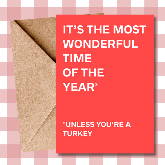 Funny Christmas Card - "It's the Most Wonderful Time of the Year" – Unless You're a Turkey - Humorous Christmas Greeting Card – Perfect for Friends & Family