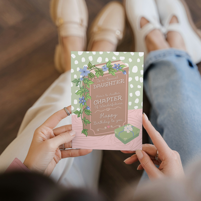 Sentimental Daughter Birthday Card - Cute Book Illustration - "Here's to Another Chapter" - Daughter Gift - Daughter Birthday Card - Daughter Love Card