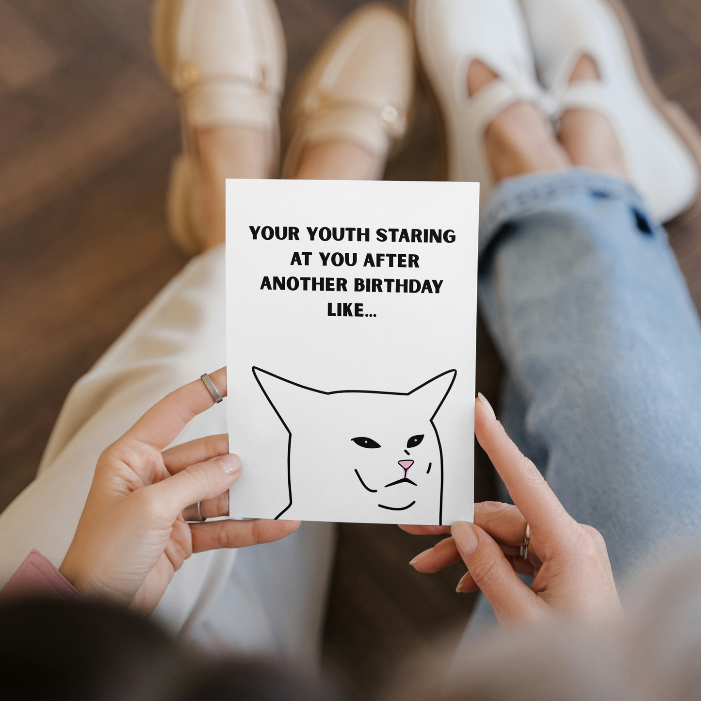 Hilarious Viral Cat Meme - Staring Cat Birthday Card for Him & Her | Funny Cat Card | Humorous Greeting Card | Unique Birthday Gift