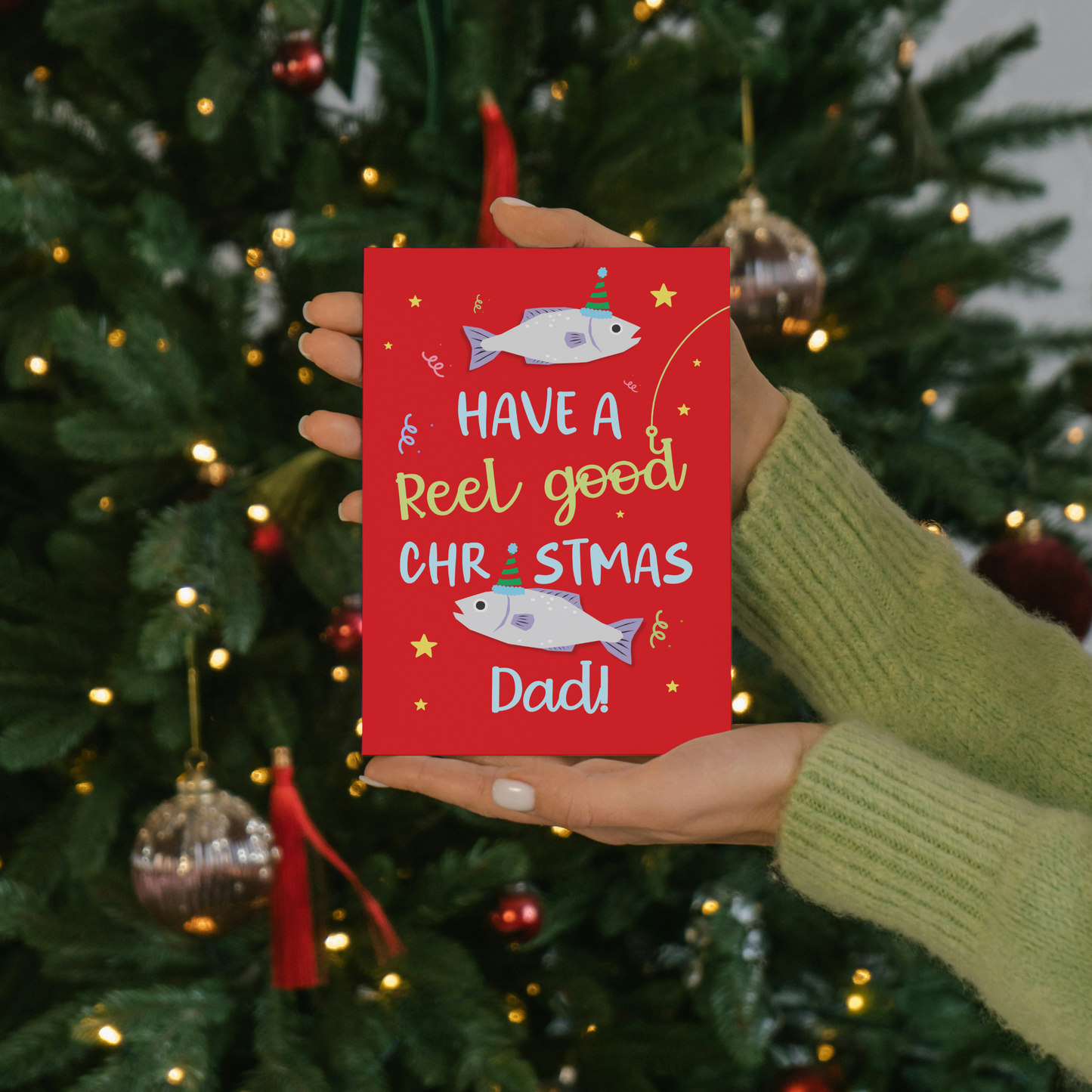 Fishing Christmas Card for Dad – 'Reel Good Christmas' Pun