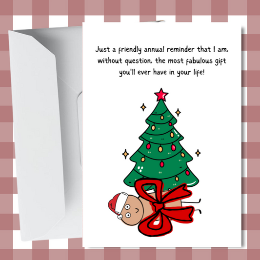 Cheeky Christmas Card - Funny Cartoon Illustration gift for Mum or Dad