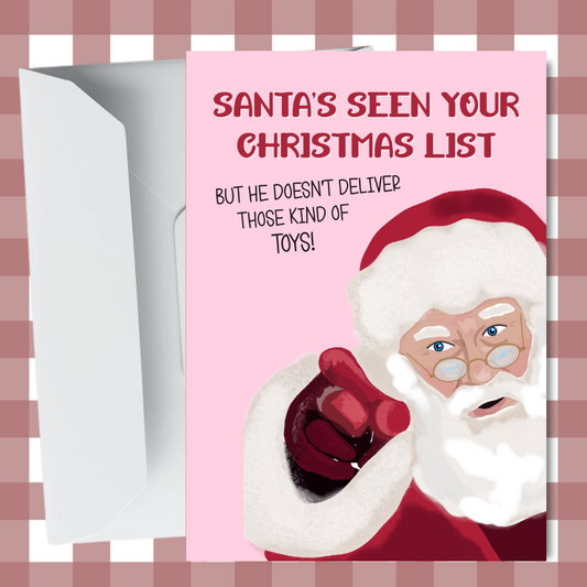 Rude Santa Funny Christmas Card – Santa List Greeting Card for Friends & Family - A6 Card