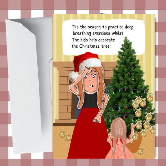 Funny Christmas Card – Decorating the Tree with Kids | Holiday Chaos & Laughs A6
