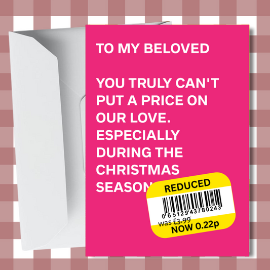 Funny Christmas Card for Other Half – Hilarious Reduced Sticker Joke - A6 Card