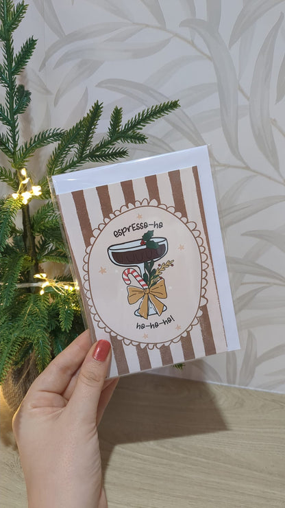 Espresso Martini Christmas Card – Pun Holiday Greeting - A6 Card