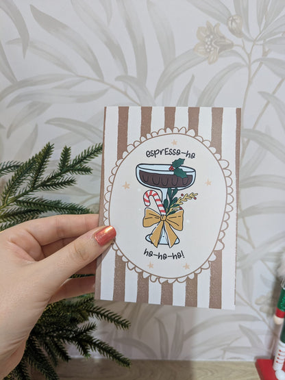 Espresso Martini Christmas Card – Pun Holiday Greeting - A6 Card