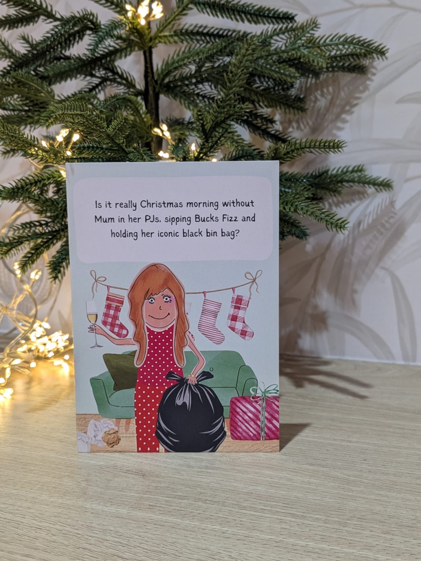 Funny Christmas Card – Mum Christmas Morning bin bag duties - Xmas Gift for Mum A6