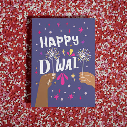 Happy Diwali Greeting Card | Colourful Sparkler Card | Diwali Celebration Card | Festival of Lights Card | Diwali Greetings